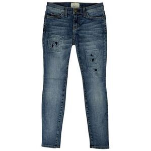 Current/Elliott The Ankle Skinny Jeans Size 24 Low Rise Pixie W/Repair Patchwork